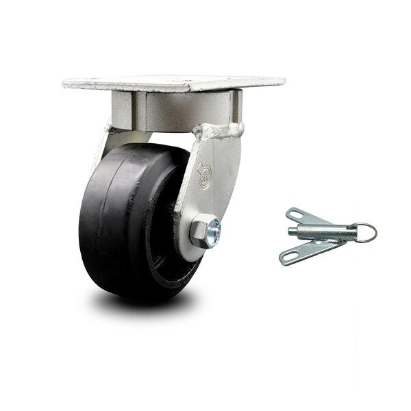 4 Inch Kingpinless Rubber on Steel Wheel Swivel Caster with Swivel Lock SCC
